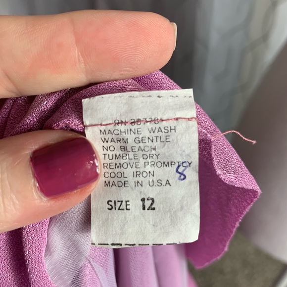 Vintage Lilac Flutter Sleeve Dress Size 12 - Picture 5 of 7